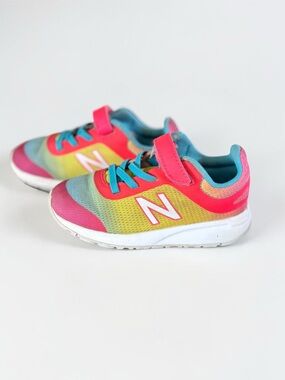 New Balance Kids Sneakers Size 9 Rainbow Pink Hook Loop Shoes